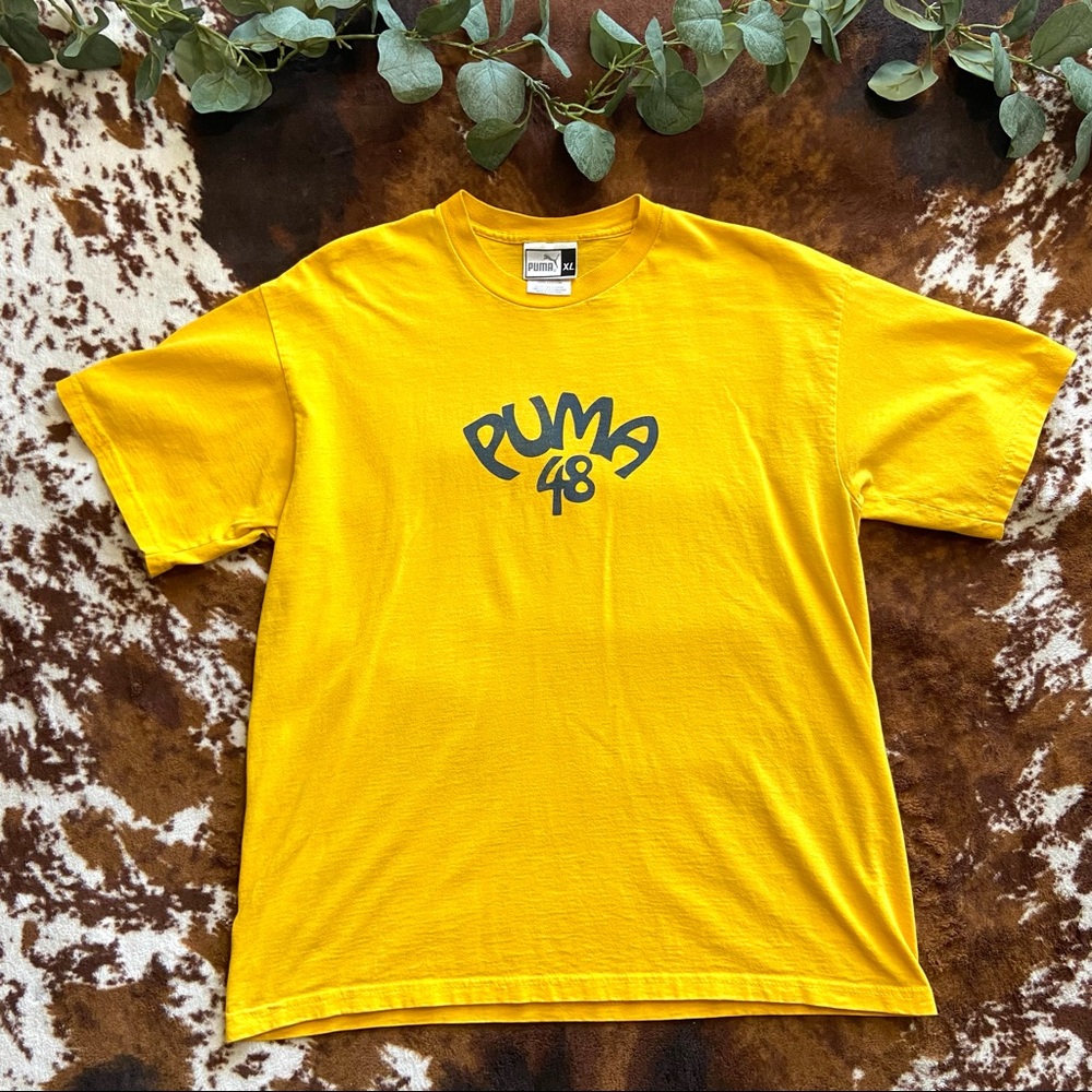 Puma Mens Yellow Graphic Short Sleeve Tee/ T-Shirt Size XL